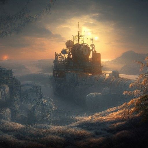 Frozen Sunset: Steampunk Polaroid in 8K