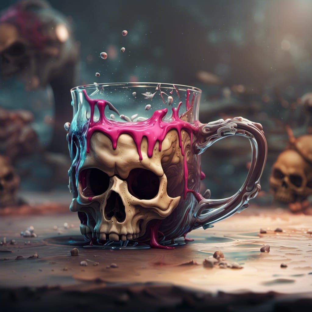 Looking into a mug and there is a subtle skull inside on the...