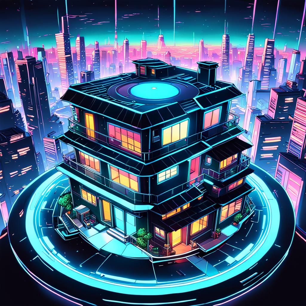 House in Disk: Studio Trigger Anime Cityscape