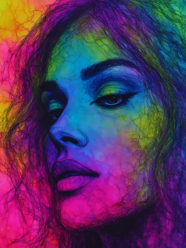 <lora:Neon Alcohol Ink:1.0> female portrait, created in neon alcohol ink