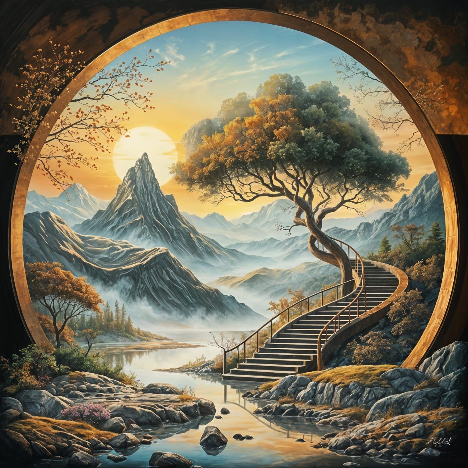 A staircase to serenity, painted in whispers of light.  by @Jenim