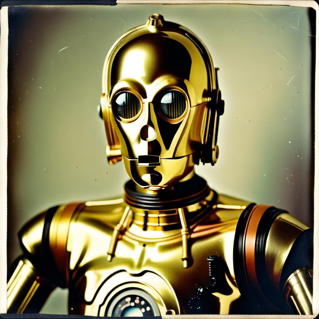 Vintage Polaroid C3PO - AI Generated Artwork - NightCafe Creator