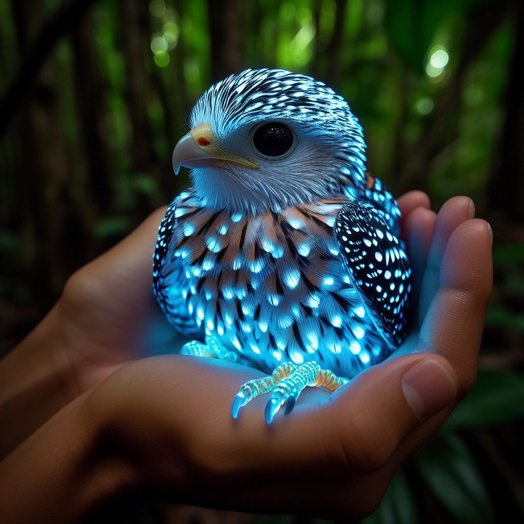 Glowing baby falcon