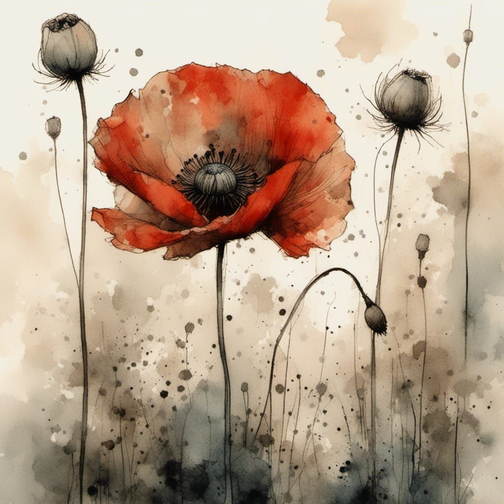 delicate poppy blossom by Posuka Demizu, Arthur Rackham and ...