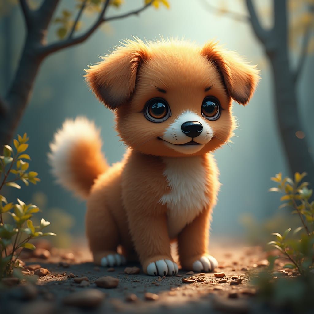 Fantasy Puppy in a Mystical Realm