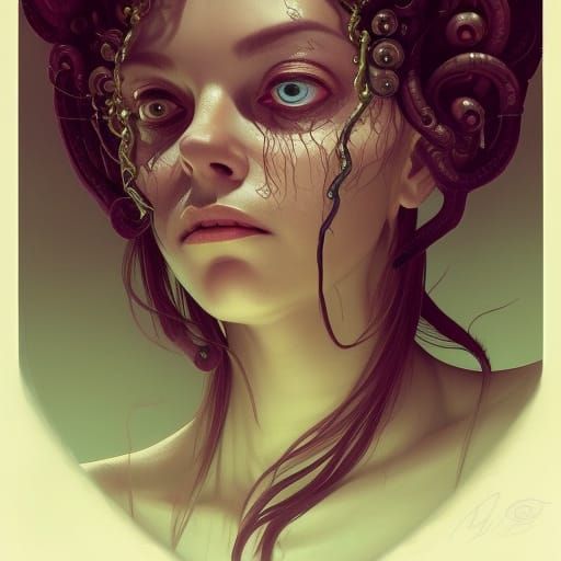 cthulhu priestess, biopunk, intricate, headshot, highly detailed ...