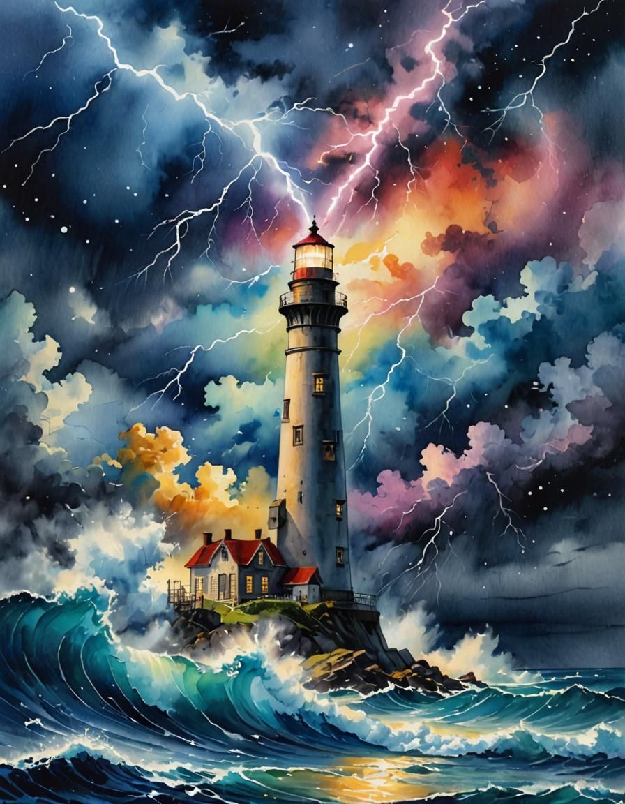 Lightnings strikes a lighthouse  by @Daleone