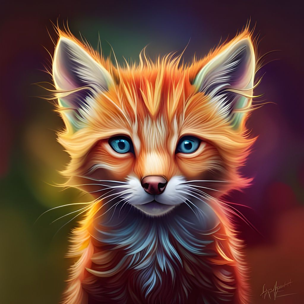 Catsune (Fox-kitten with distinctive tabby markings)  by @Feliona