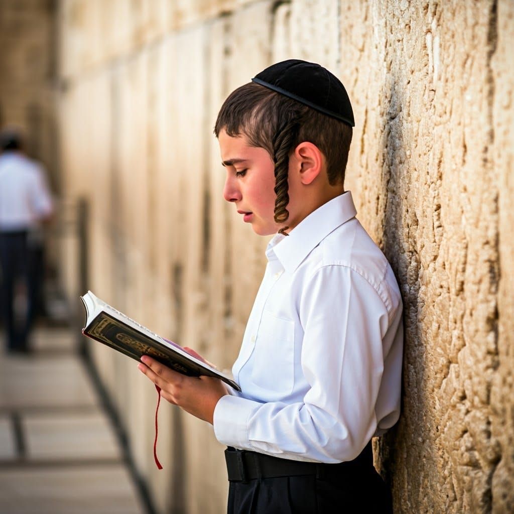 Boy Praying at the Western Wall