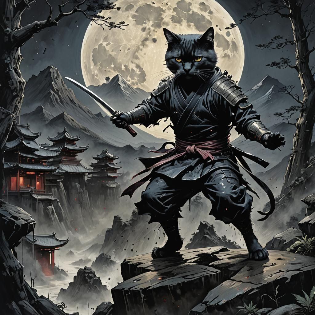 ninja cat  by @beeblebrox