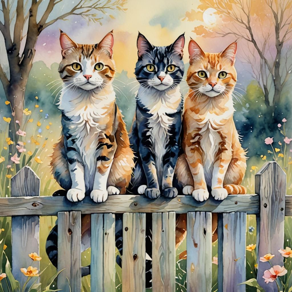 Three charming cat, each with their own fluffiness and appea...