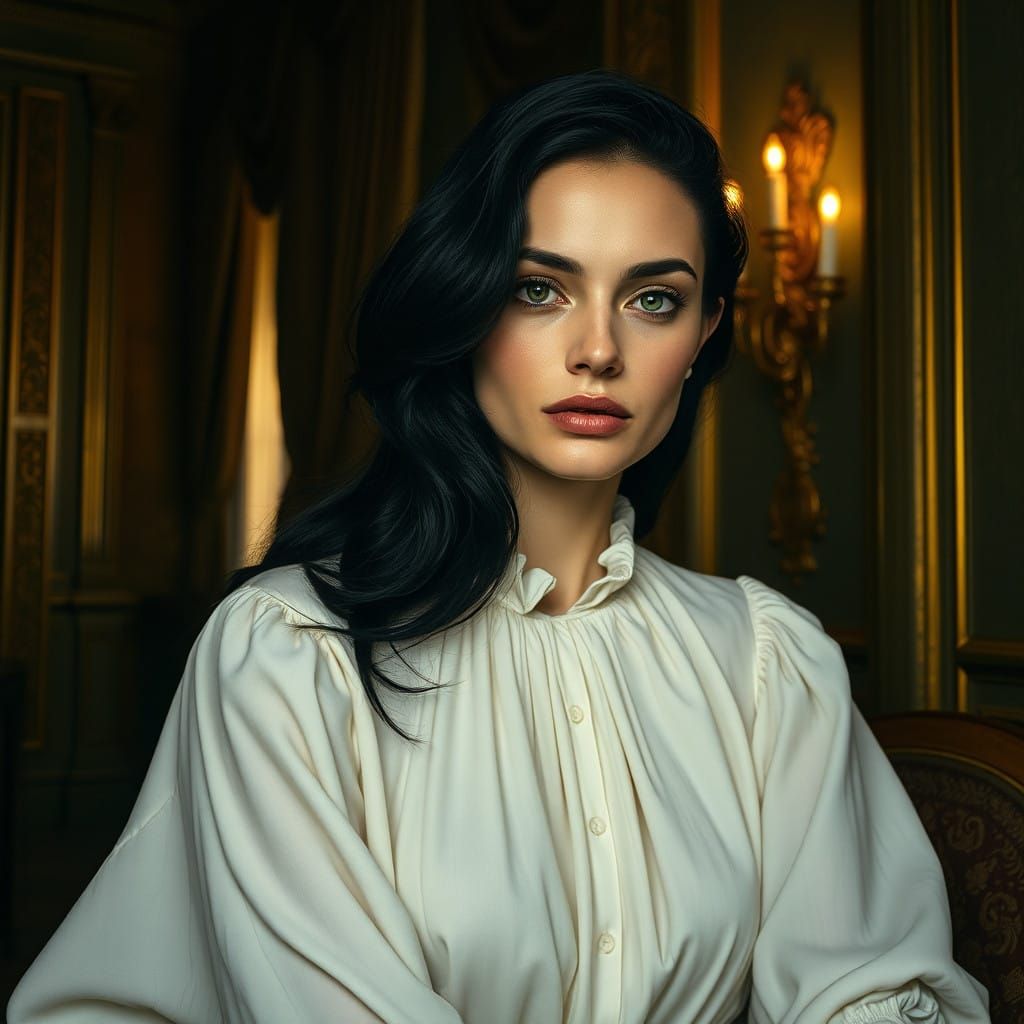 Elegant Woman in a Golden Opulent Setting