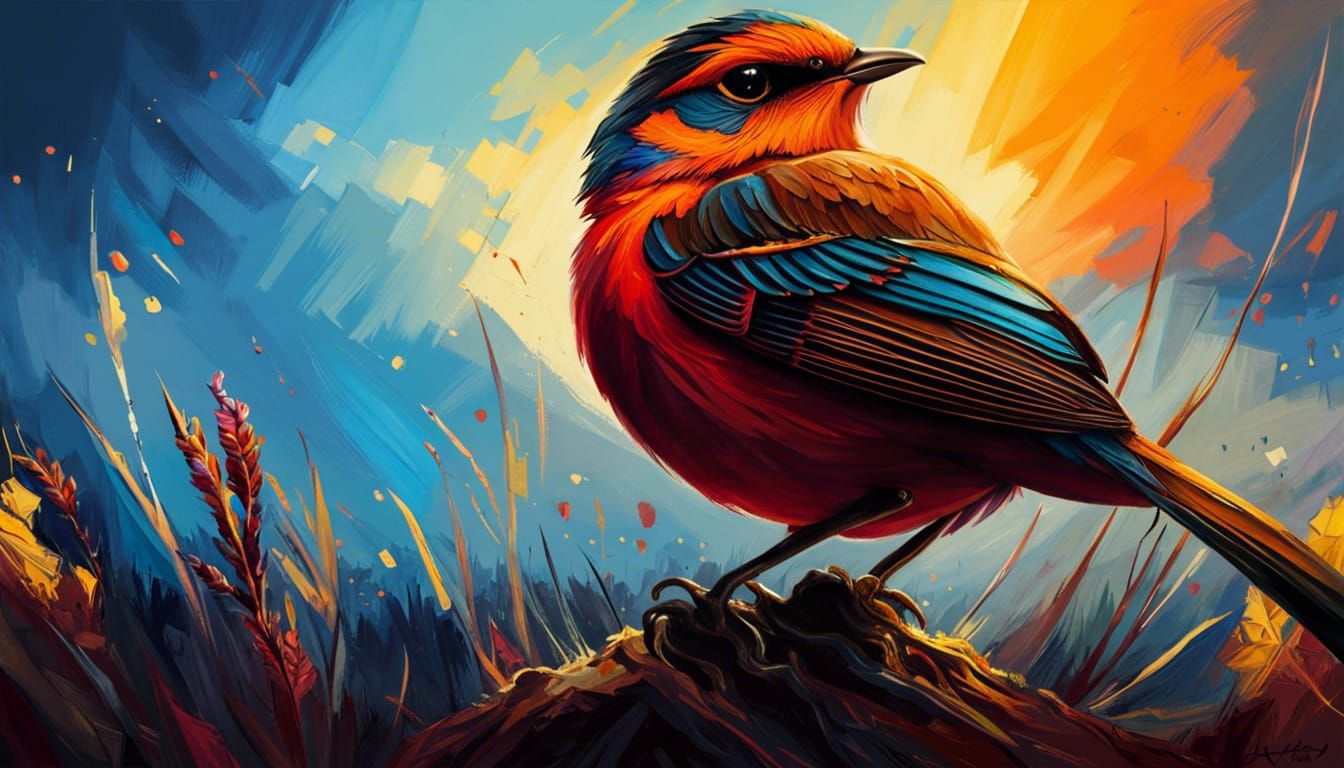 Red And Blue Bird - Ai Generated Artwork - Nightcafe Creator