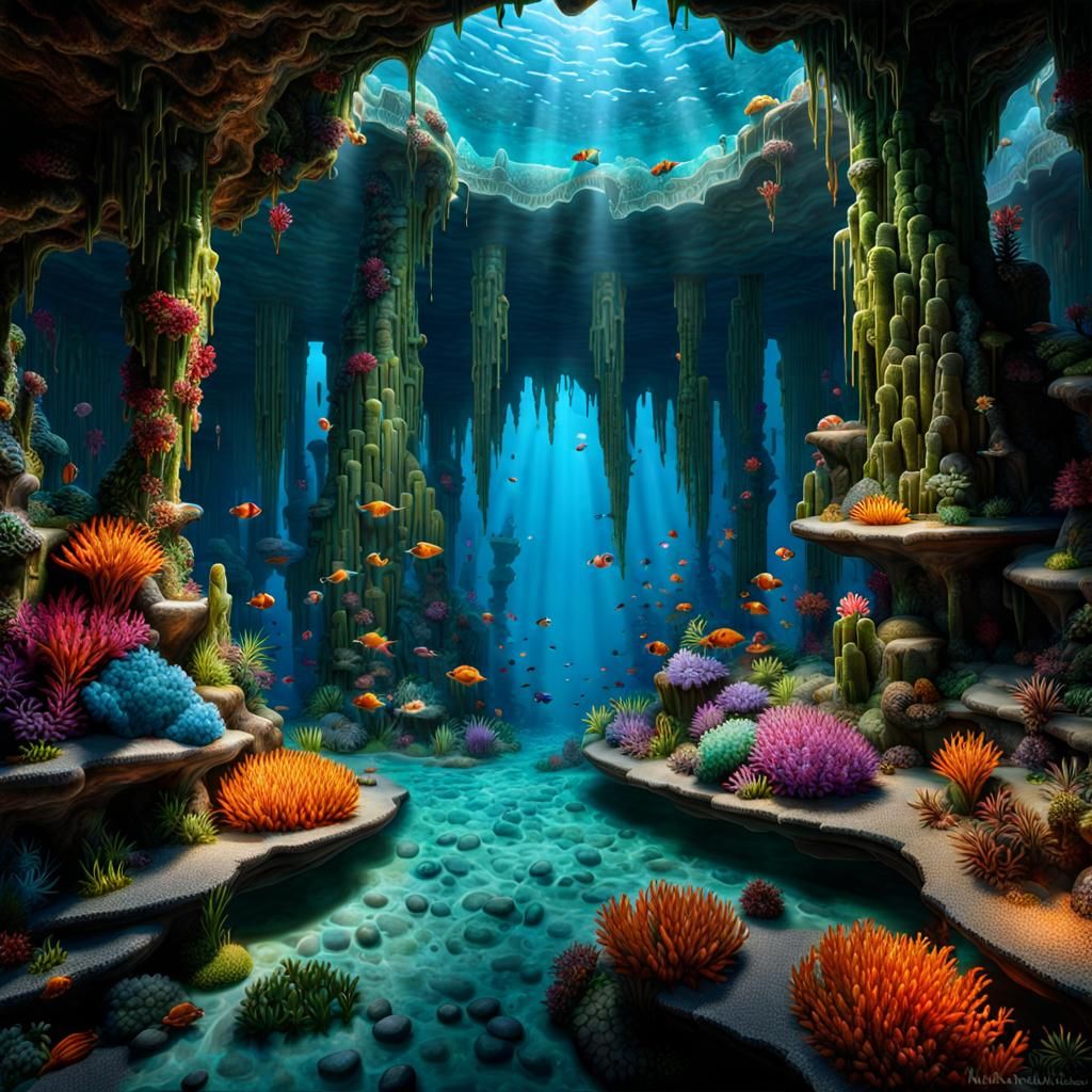 Underwater Mosaic Scene - AI Generated Artwork - NightCafe Creator