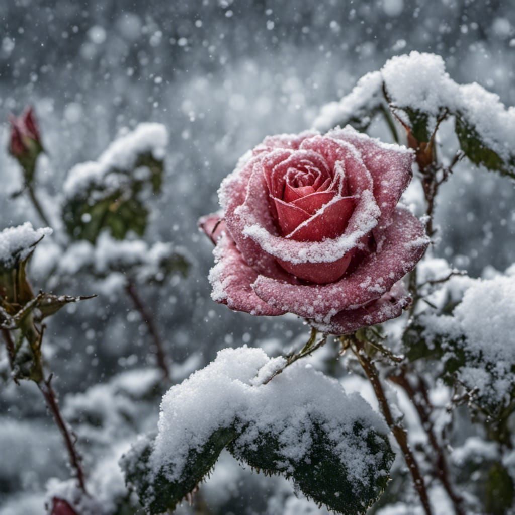 roses in the snow - AI Generated Artwork - NightCafe Creator