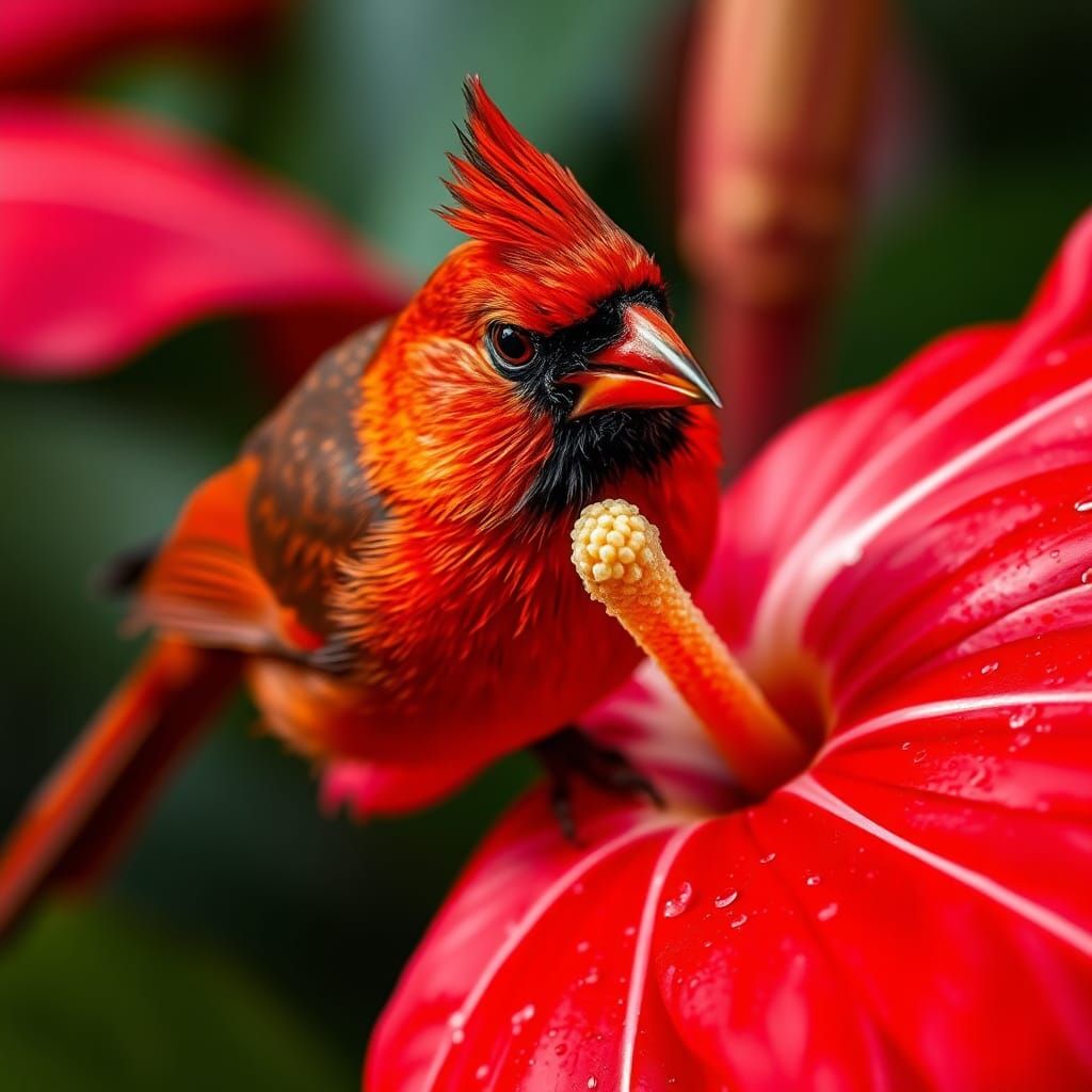 Red northern cardinal  by @Rosemary