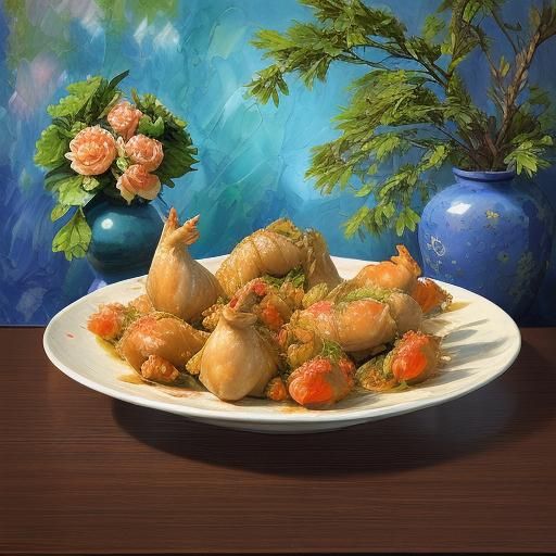 Festive Chinese New Year Feast in Expressionist Style