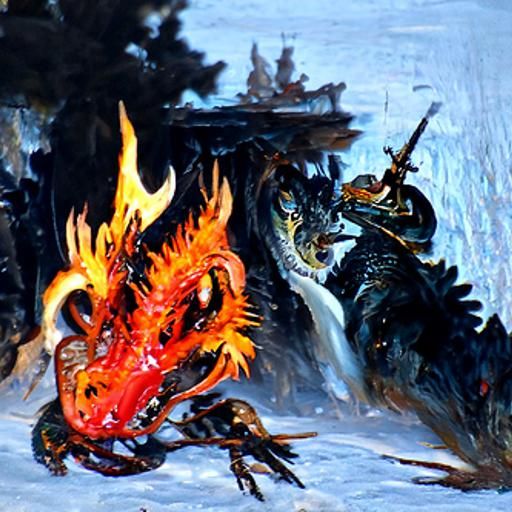 Deadly dragon battle with fire and fury