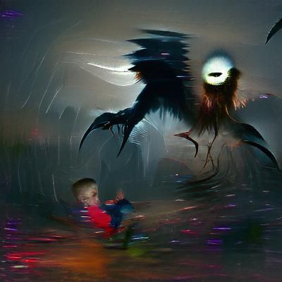 Horrific bird monster swooping