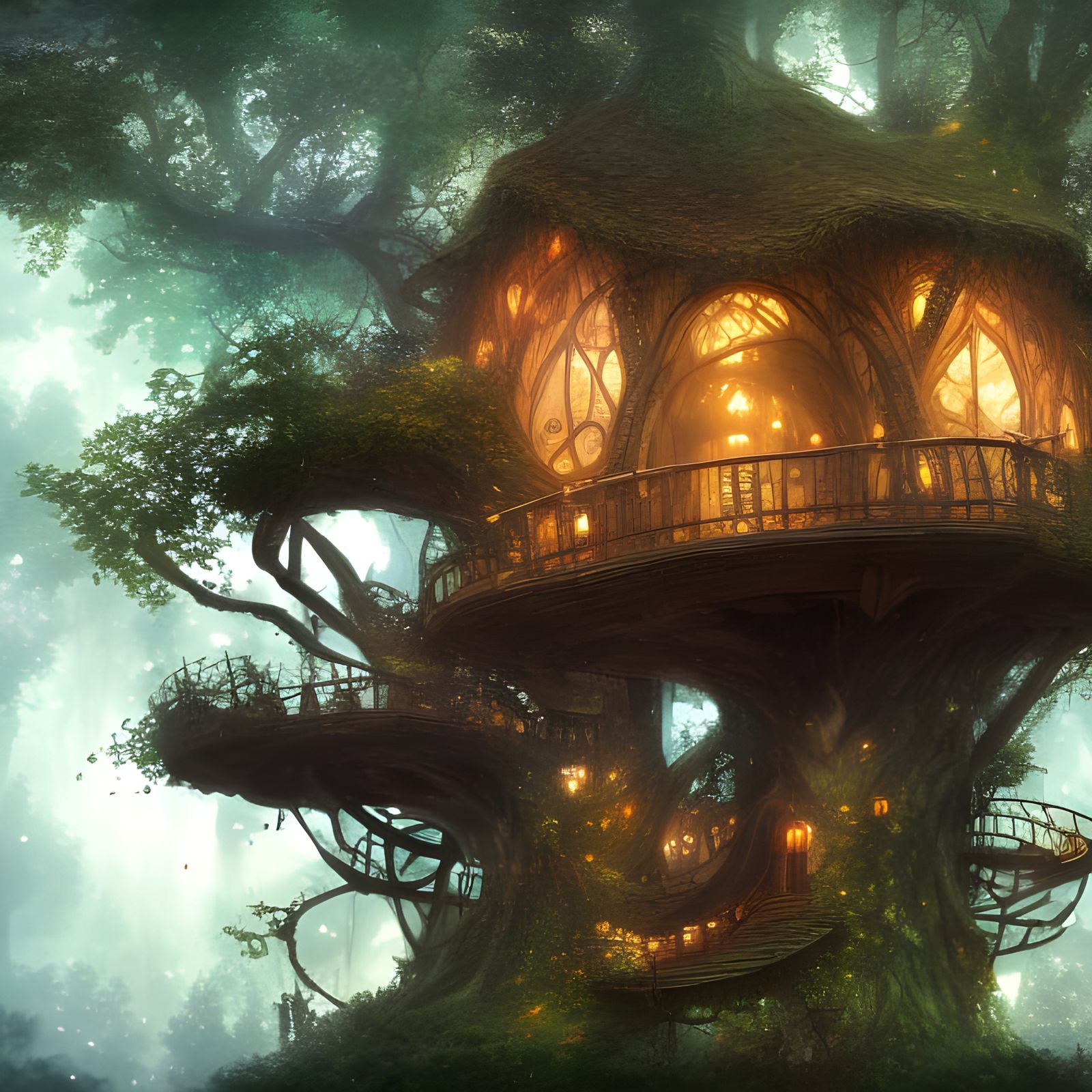 Treehouse - AI Generated Artwork - NightCafe Creator