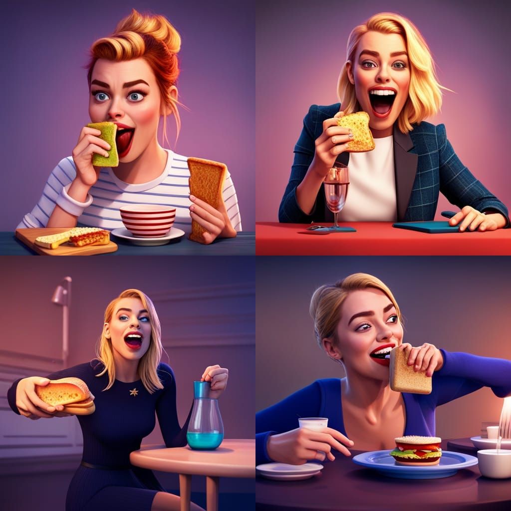 Margot Robbie devouring toast