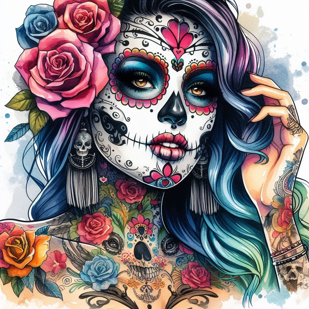 Sugar Skull Female - Ai Generated Artwork - Nightcafe Creator