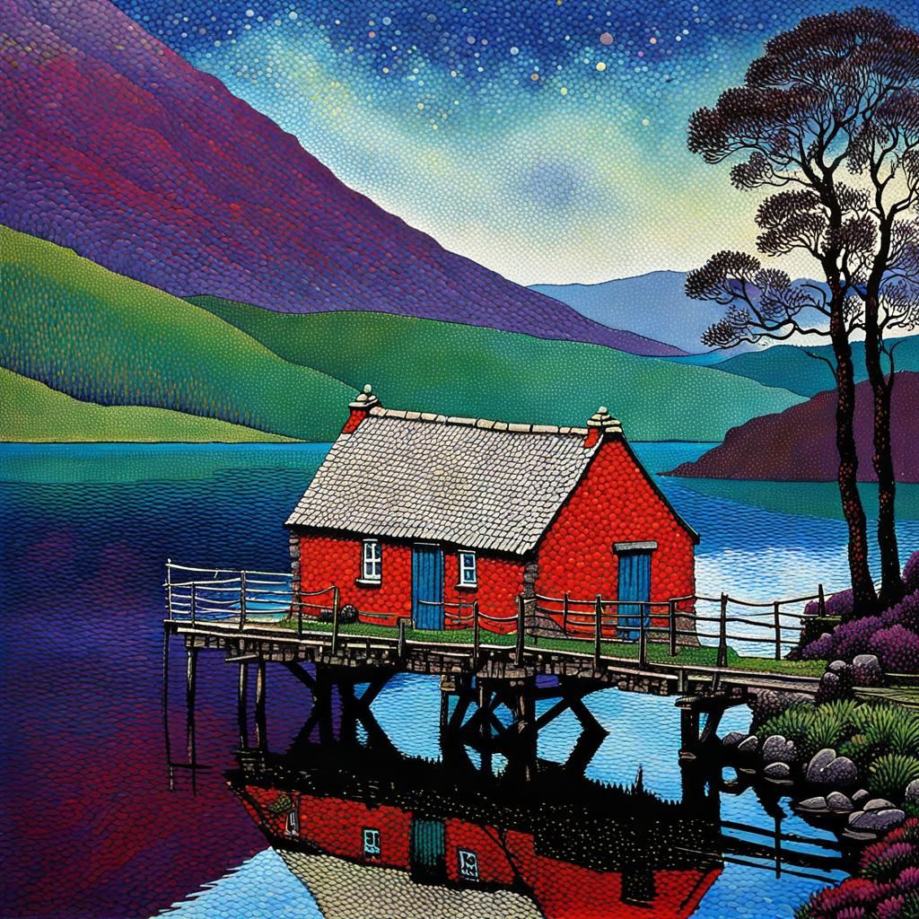 Bothy and loch - AI Generated Artwork - NightCafe Creator