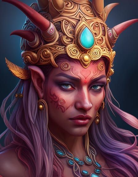 Rangda Balinese Witch Queen Head And Shoulders Portrait, 8k Resolution 