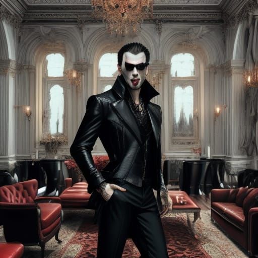 Modern Vampire in Cozy Living Room