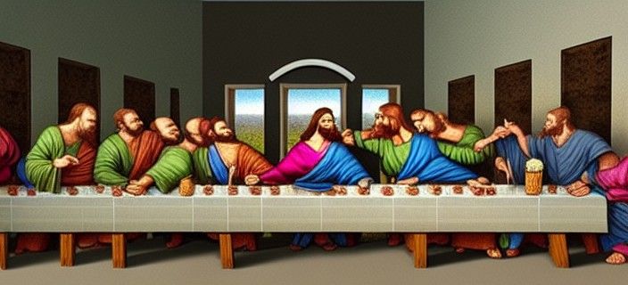 A Comic book style interpretation of the last supper