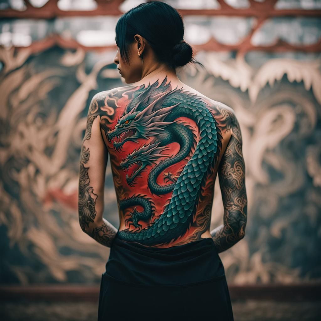 The Woman with a Dragon Tattoo - AI Generated Artwork - NightCafe Creator