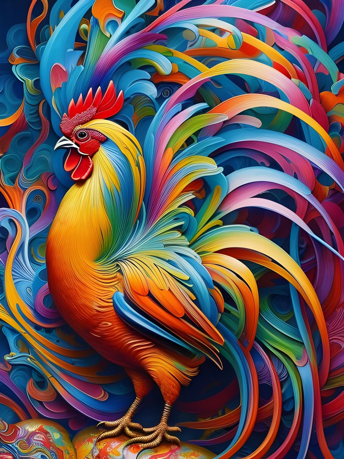 Clash of Colors: Psychedelic Rooster  by @WhiteHatGFX