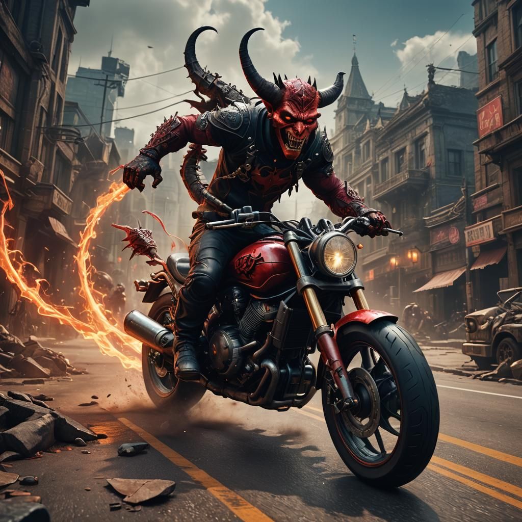 devil riding a motorbike