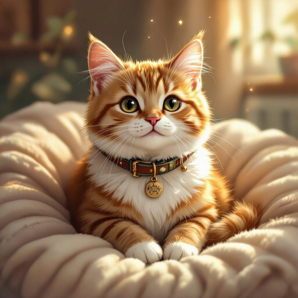 Cute Cat in Beatrix Potter Style Illustration