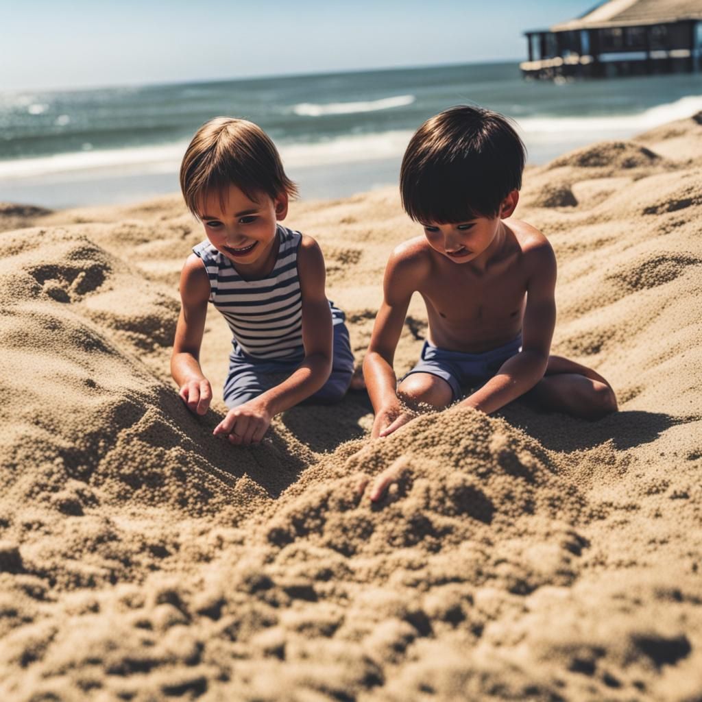 Getting buried in the sand at the beach holiday fun sister brother playing adorable nostalgia   by @vixyna