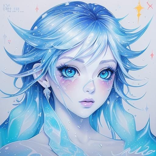 (Lora : Sparkle beautiful face)  Gel pen markers, manga styl...