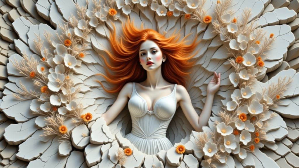 Surreal Figure Study with Organic and Mineral Textures