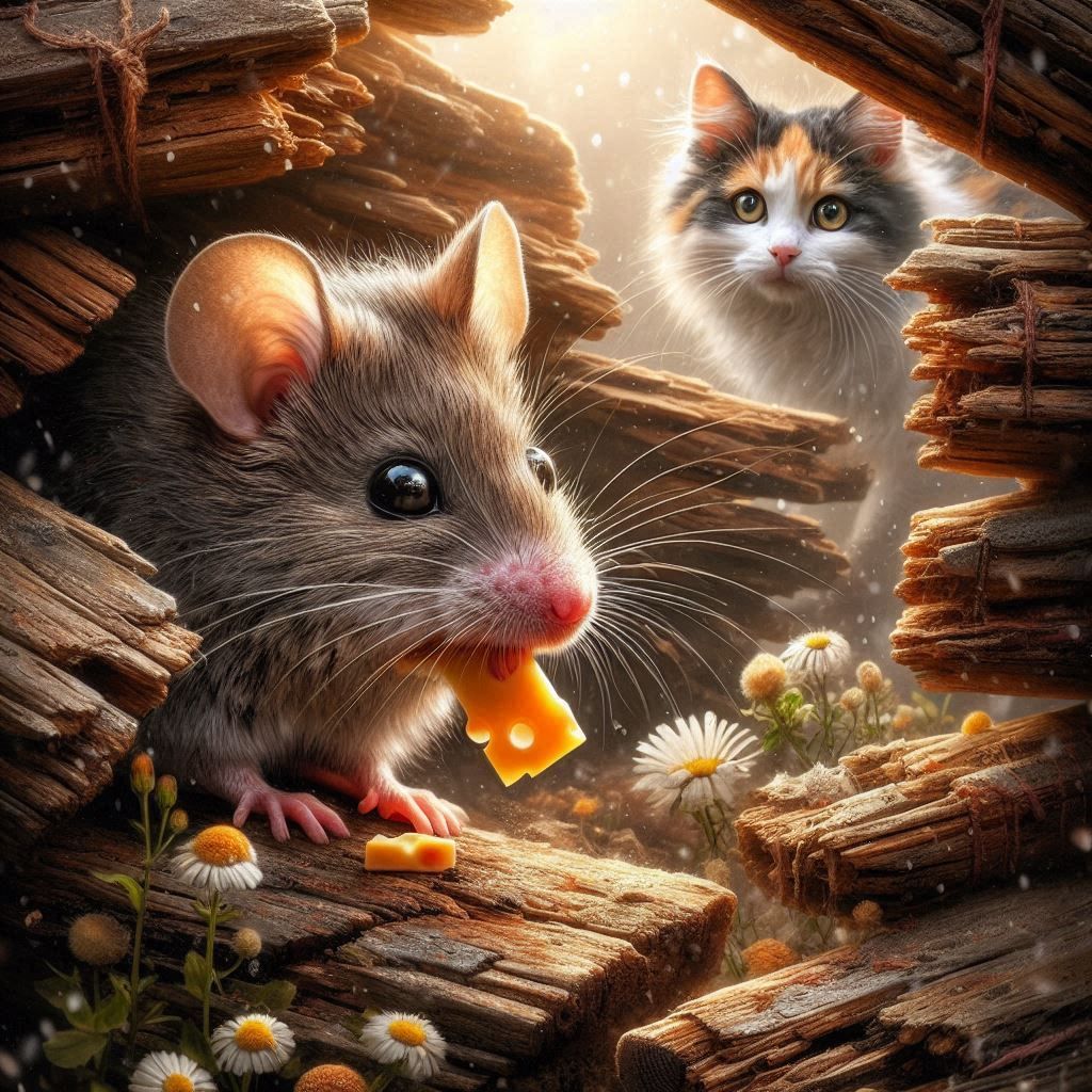 I stole the cheese from the cat... Don't tell him I'm here �...