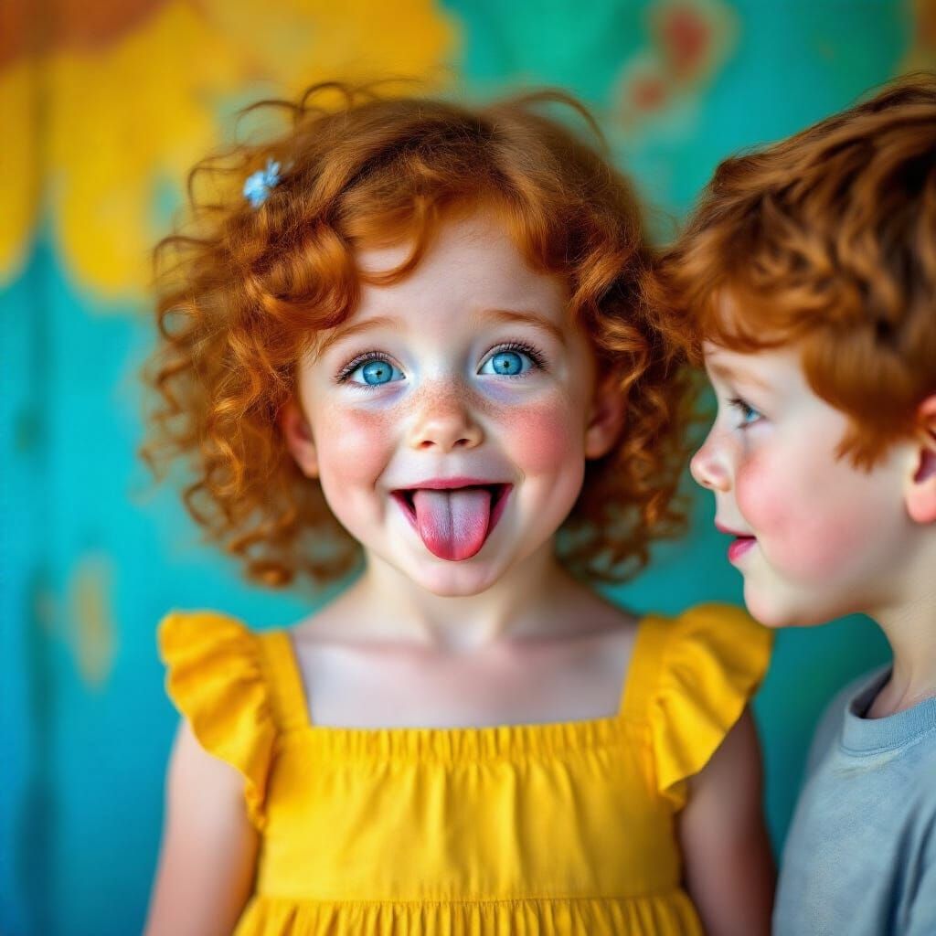 Giving Her Brother The Raspberry!