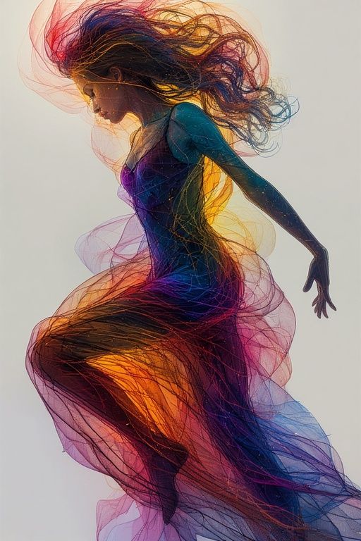 An abstract representation of a dancer's movement, captured ...