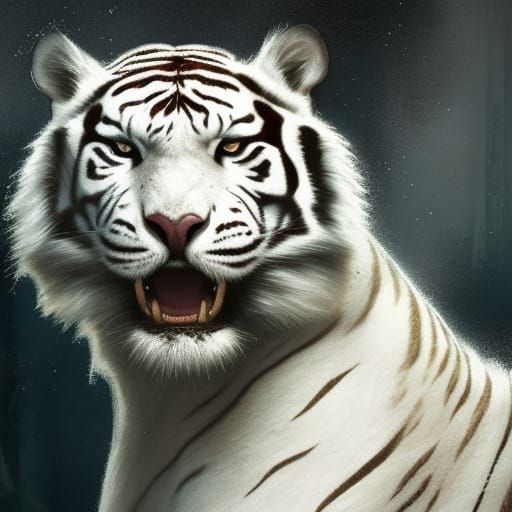 white tiger portrait a masterpiece, 8k resolution, dark fantasy concept ...