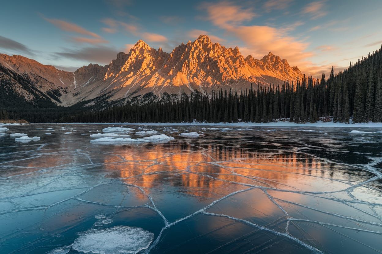 Dramatic Mountain Landscape at Sunset