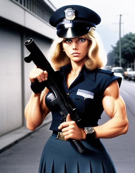 muscular Police Woman Blonde Angie Dickinson 70's permed hairstyle ...