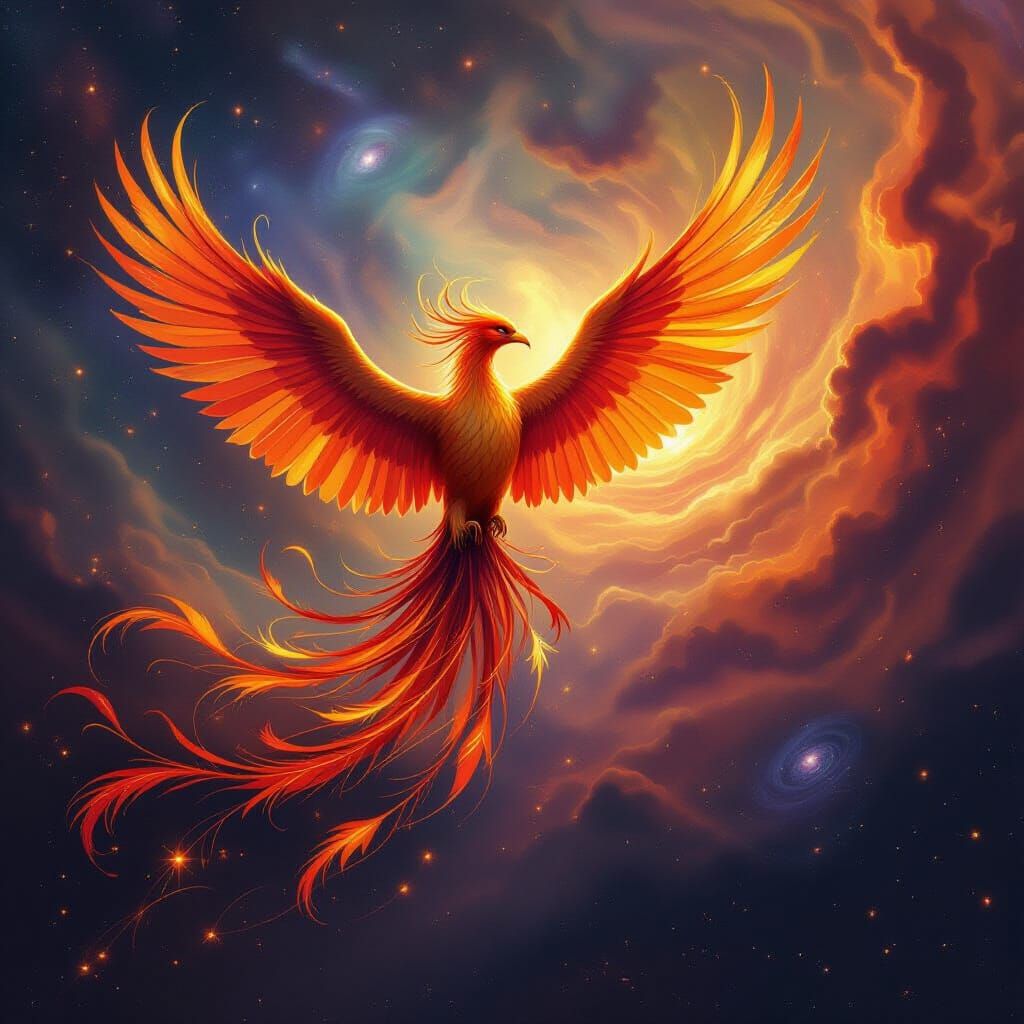 Majestic Phoenix Soars Through Cosmic Nebula
