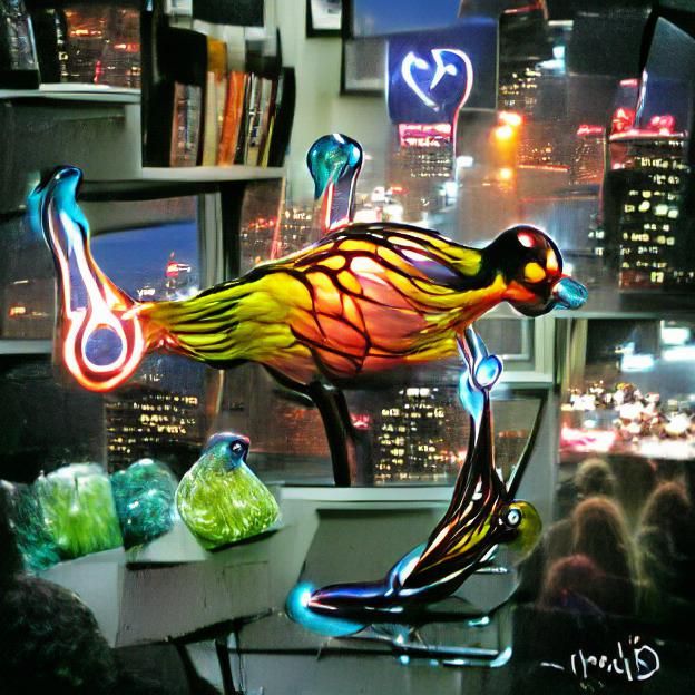 Blown Glass bird radiates positive and healing energy glowin...