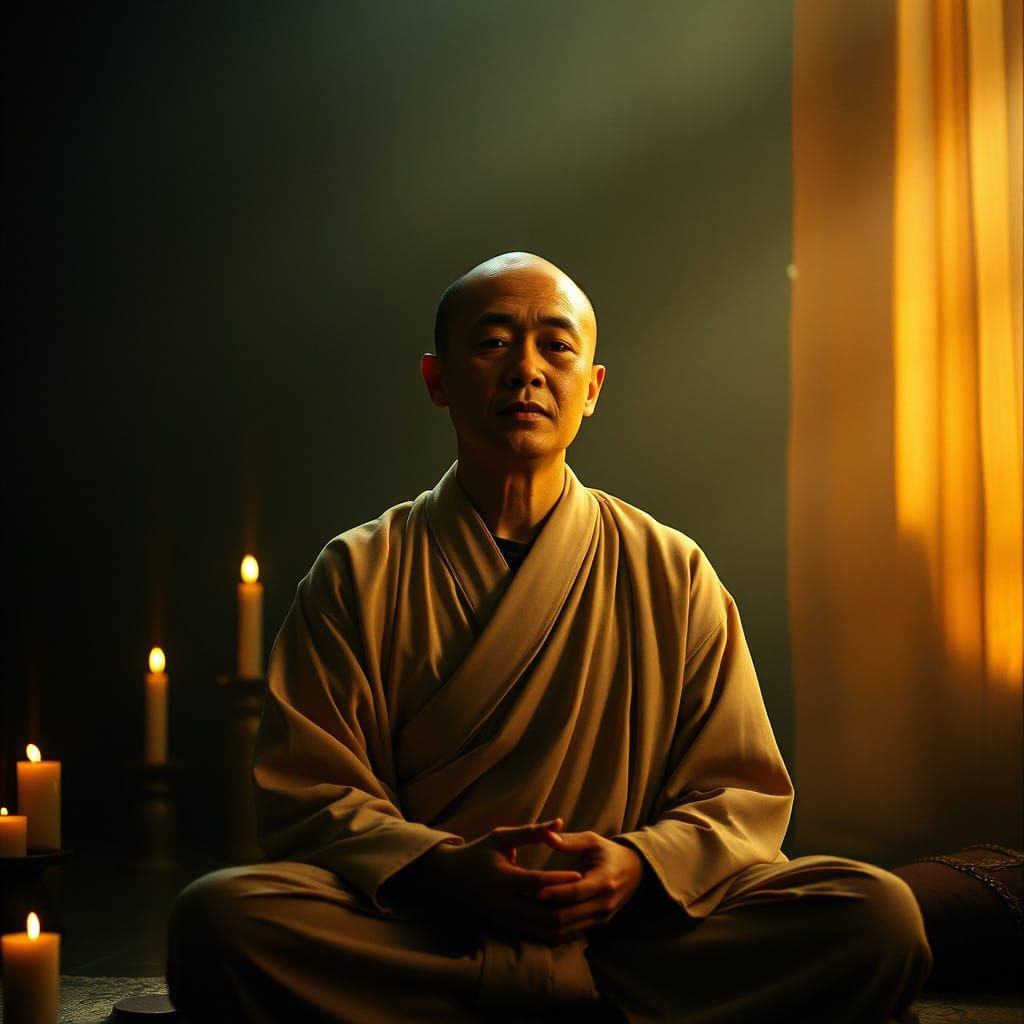 Serene Contemplation in Golden Light