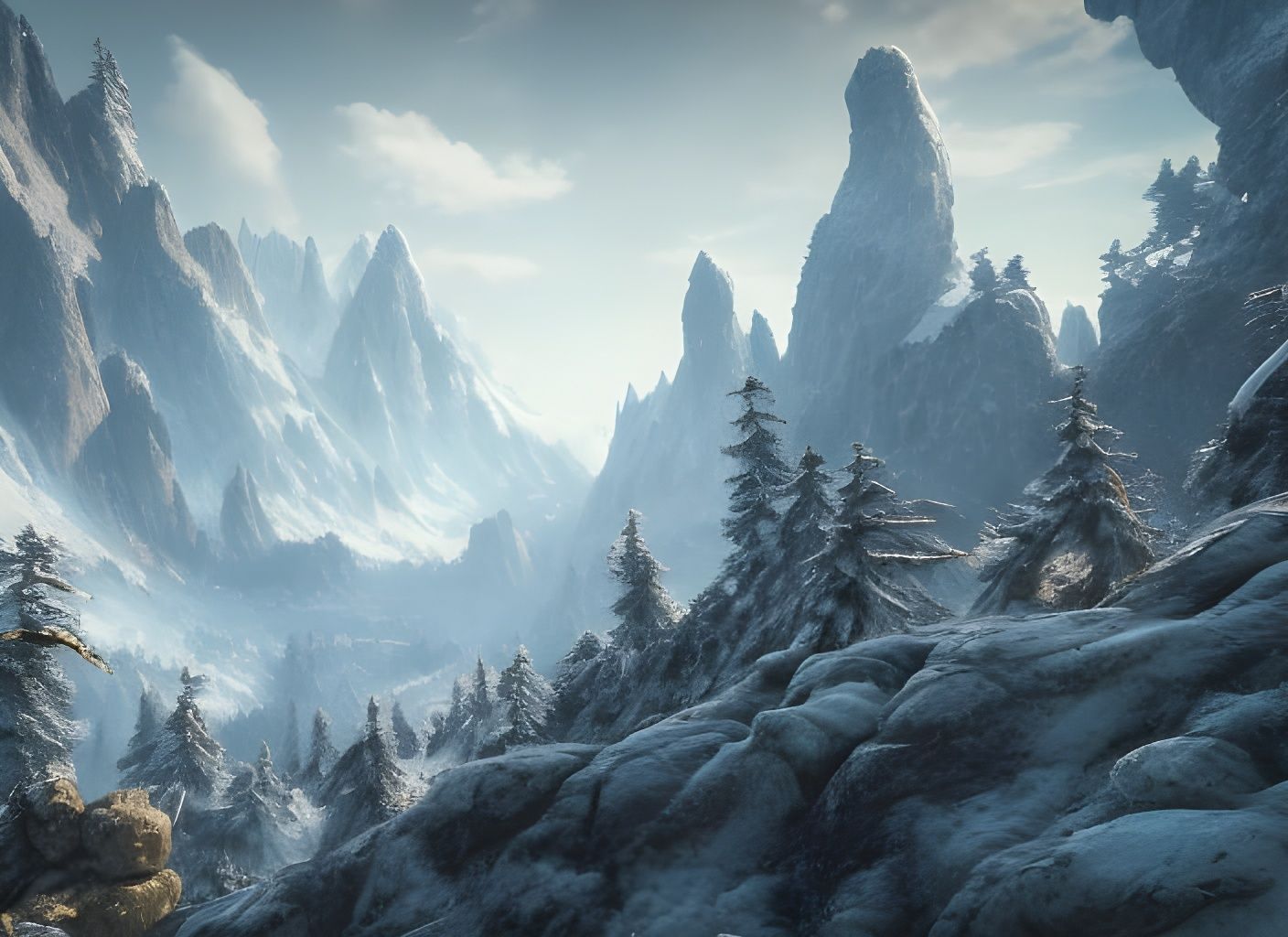 A pass in the Aor Mountains   by @Invalidor