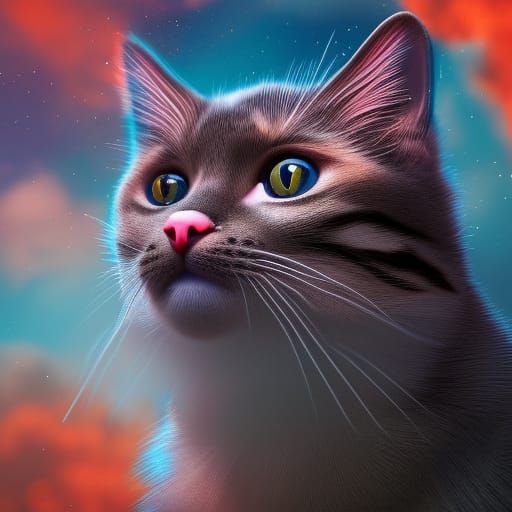 A cat morphed with a bird