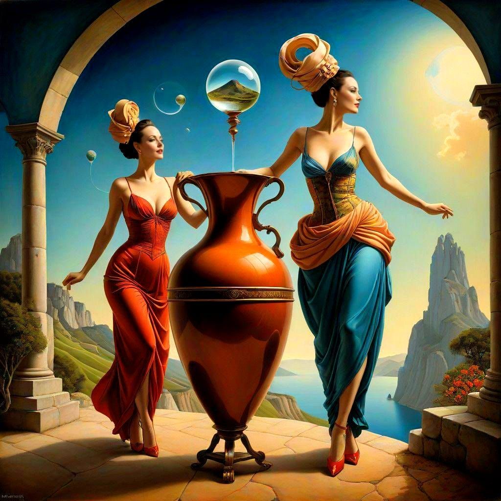 Ethereal Lady in a Vibrant Surrealist Paradise