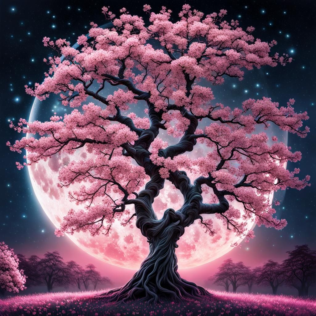 Cherry moon - AI Generated Artwork - NightCafe Creator